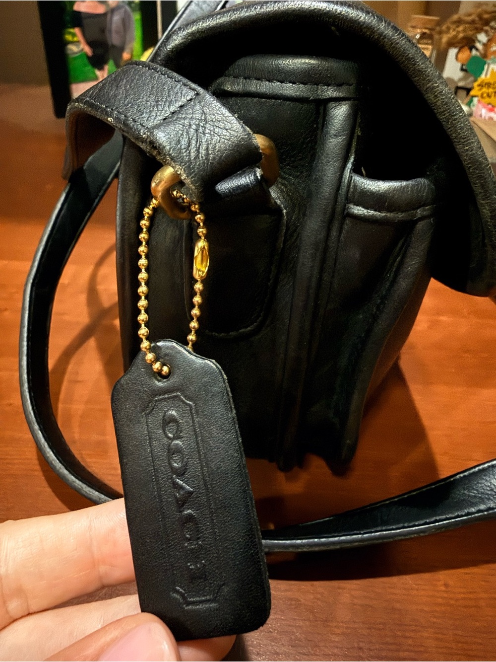 Vintage Coach Prairie Black Leather Crossbody Bag 9954 with Brass Hardware - Picture 15 of 15
